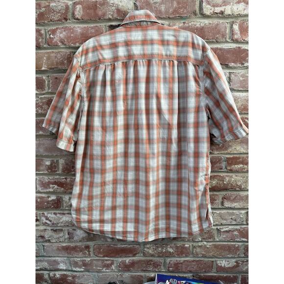 Carhartt Relaxed Fit Orange Plaid Short Sleeve Pearl Snap‎ Men's Size Large - Picture 6 of 8